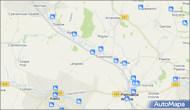 mapa Tłustomosty, Tłustomosty na mapie Targeo