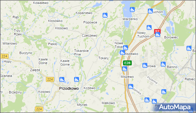 mapa Tokary gmina Przodkowo, Tokary gmina Przodkowo na mapie Targeo