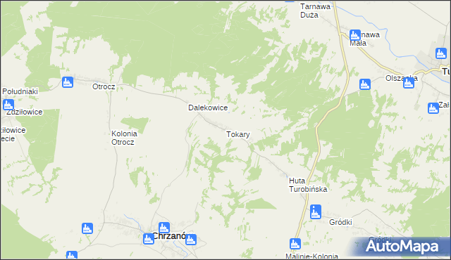 mapa Tokary gmina Turobin, Tokary gmina Turobin na mapie Targeo
