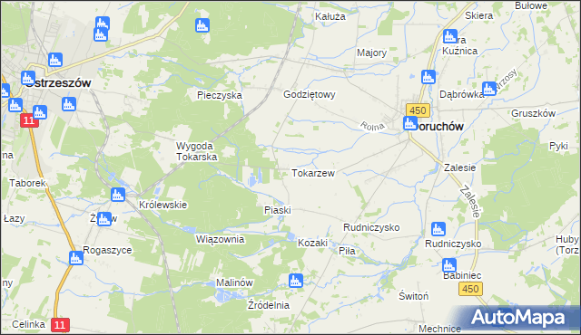 mapa Tokarzew gmina Doruchów, Tokarzew gmina Doruchów na mapie Targeo