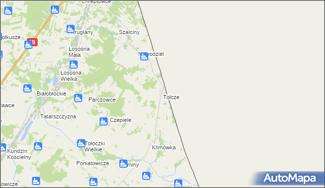 mapa Tołcze gmina Kuźnica, Tołcze gmina Kuźnica na mapie Targeo