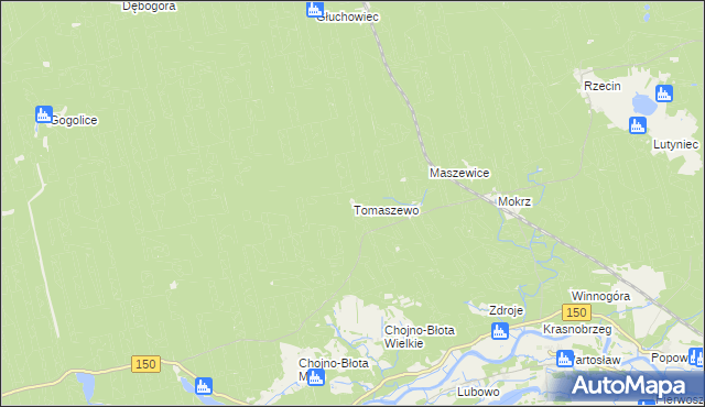 mapa Tomaszewo gmina Wronki, Tomaszewo gmina Wronki na mapie Targeo