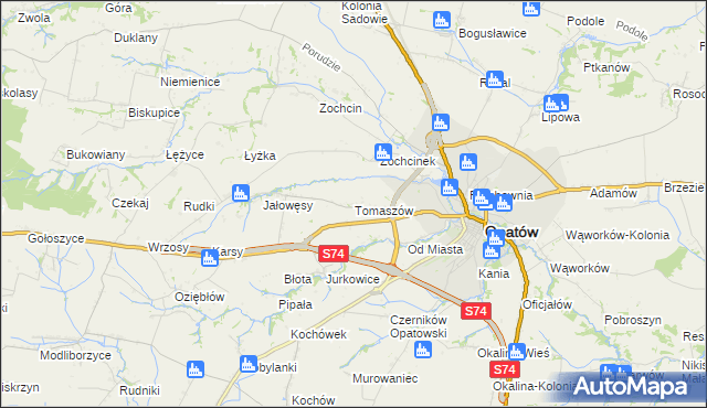 mapa Tomaszów gmina Opatów, Tomaszów gmina Opatów na mapie Targeo