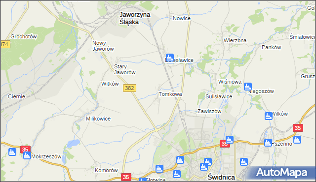 mapa Tomkowa, Tomkowa na mapie Targeo