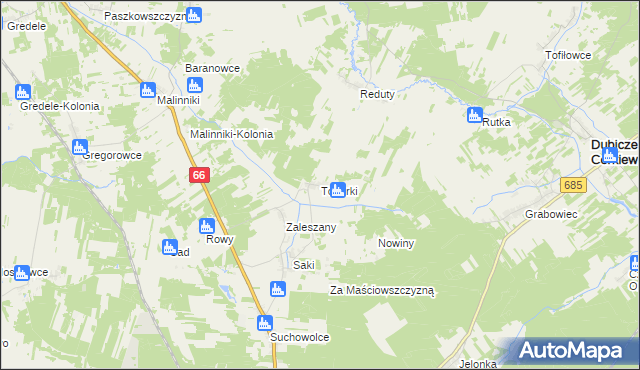 mapa Toporki, Toporki na mapie Targeo