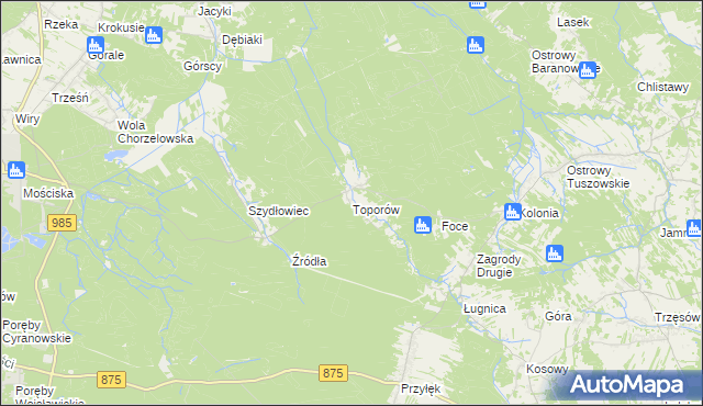 mapa Toporów gmina Cmolas, Toporów gmina Cmolas na mapie Targeo