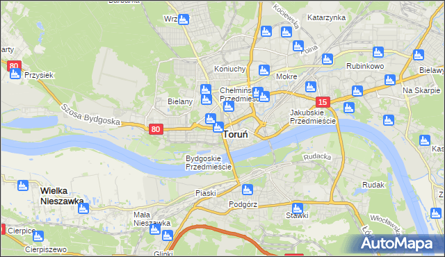 mapa Torunia, Toruń na mapie Targeo