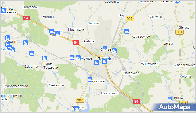 mapa Toszek, Toszek na mapie Targeo