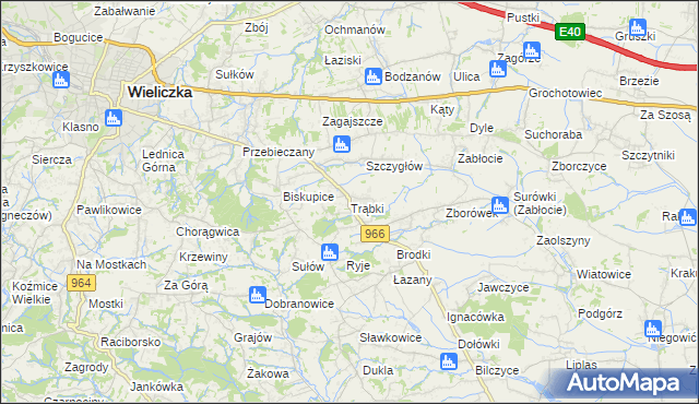 mapa Trąbki gmina Biskupice, Trąbki gmina Biskupice na mapie Targeo