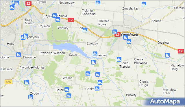 mapa Trojanów gmina Opatówek, Trojanów gmina Opatówek na mapie Targeo