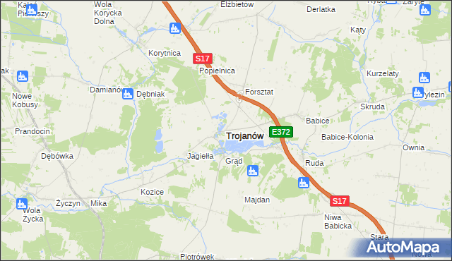 mapa Trojanów powiat garwoliński, Trojanów powiat garwoliński na mapie Targeo