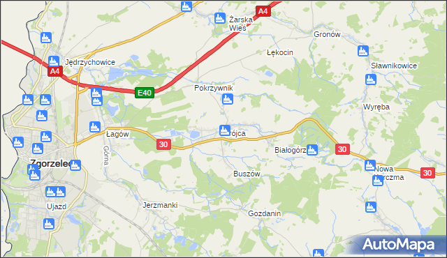 mapa Trójca gmina Zgorzelec, Trójca gmina Zgorzelec na mapie Targeo