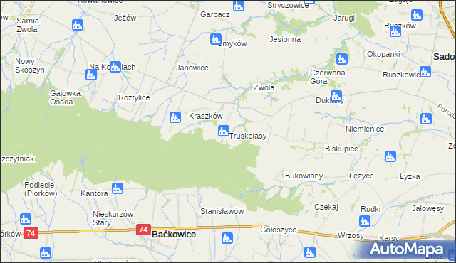 mapa Truskolasy gmina Sadowie, Truskolasy gmina Sadowie na mapie Targeo