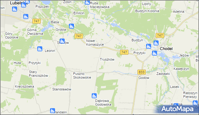 mapa Truszków, Truszków na mapie Targeo