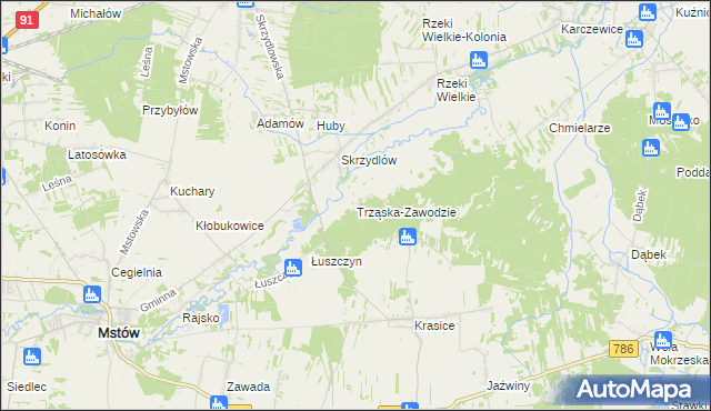 mapa Trząska-Zawodzie, Trząska-Zawodzie na mapie Targeo