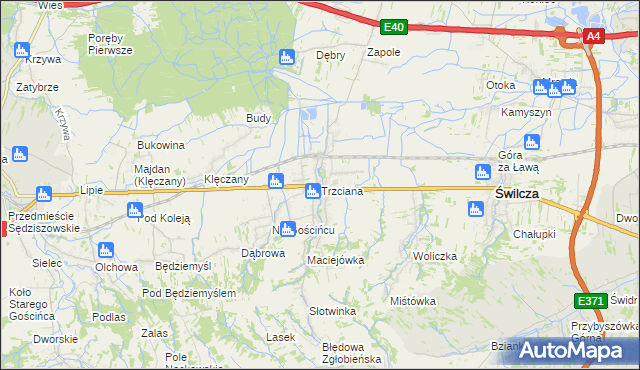 mapa Trzciana gmina Świlcza, Trzciana gmina Świlcza na mapie Targeo