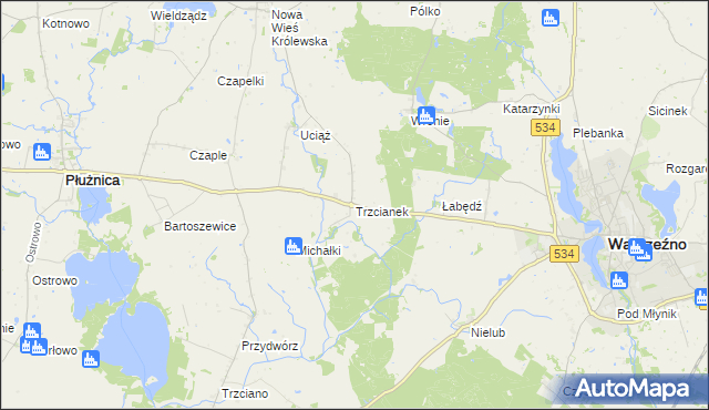 mapa Trzcianek, Trzcianek na mapie Targeo