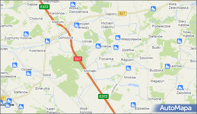 mapa Trzcianka gmina Sobolew, Trzcianka gmina Sobolew na mapie Targeo