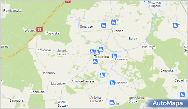 mapa Trzcinica powiat kępiński, Trzcinica powiat kępiński na mapie Targeo