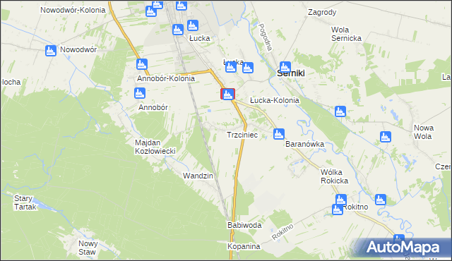 mapa Trzciniec gmina Lubartów, Trzciniec gmina Lubartów na mapie Targeo