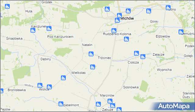 mapa Trzciniec gmina Michów, Trzciniec gmina Michów na mapie Targeo