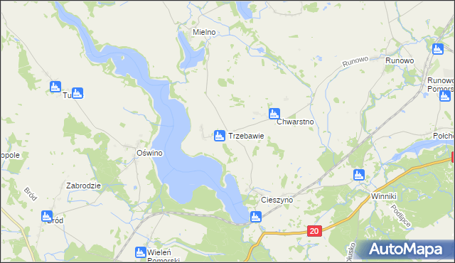 mapa Trzebawie, Trzebawie na mapie Targeo