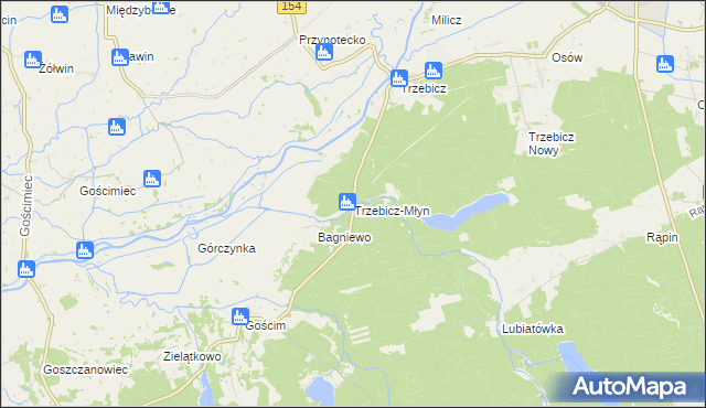 mapa Trzebicz-Młyn, Trzebicz-Młyn na mapie Targeo