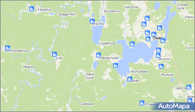 mapa Trzebiechowo gmina Osiek, Trzebiechowo gmina Osiek na mapie Targeo