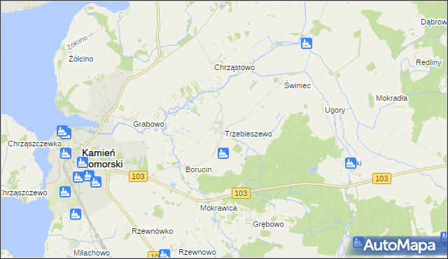 mapa Trzebieszewo, Trzebieszewo na mapie Targeo