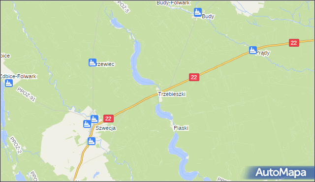 mapa Trzebieszki, Trzebieszki na mapie Targeo