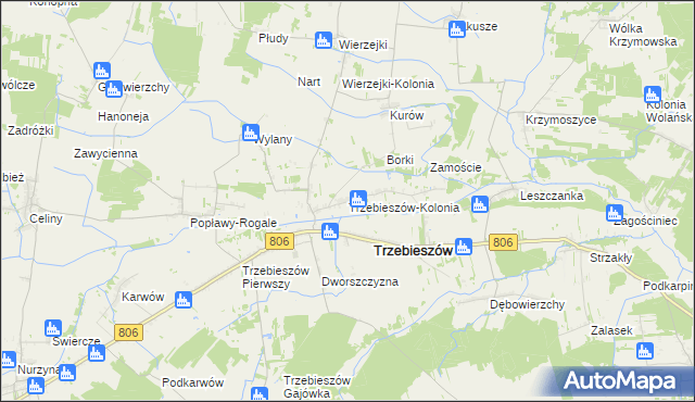 mapa Trzebieszów-Kolonia, Trzebieszów-Kolonia na mapie Targeo