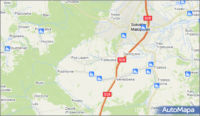 mapa Trzebuska, Trzebuska na mapie Targeo