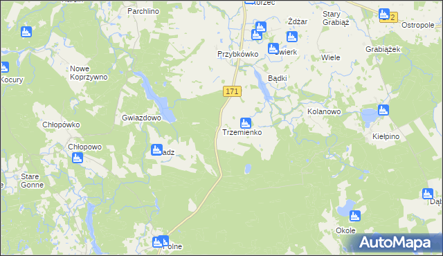 mapa Trzemienko, Trzemienko na mapie Targeo