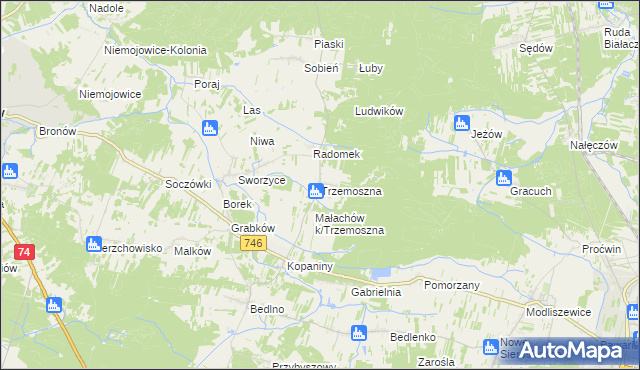 mapa Trzemoszna, Trzemoszna na mapie Targeo