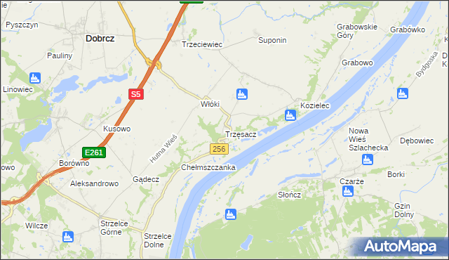 mapa Trzęsacz gmina Dobrcz, Trzęsacz gmina Dobrcz na mapie Targeo