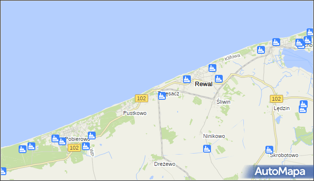 mapa Trzęsacz gmina Rewal, Trzęsacz gmina Rewal na mapie Targeo