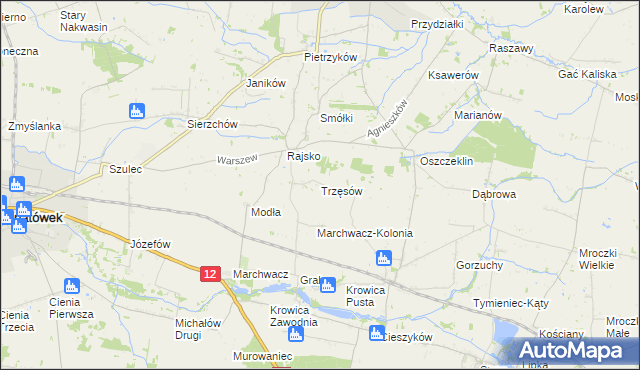 mapa Trzęsów gmina Szczytniki, Trzęsów gmina Szczytniki na mapie Targeo