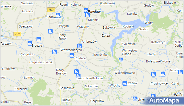 mapa Trzeszków, Trzeszków na mapie Targeo