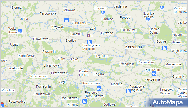 mapa Trzycierz, Trzycierz na mapie Targeo