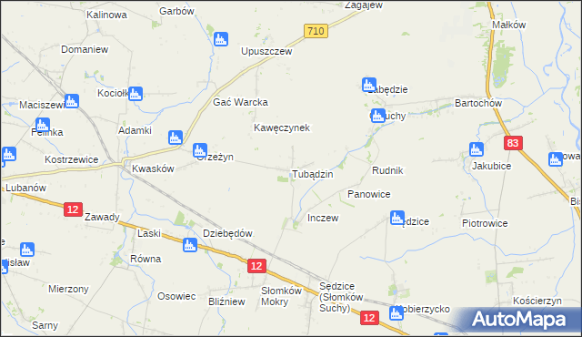 mapa Tubądzin, Tubądzin na mapie Targeo