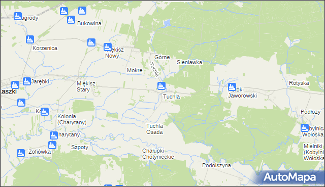 mapa Tuchla, Tuchla na mapie Targeo