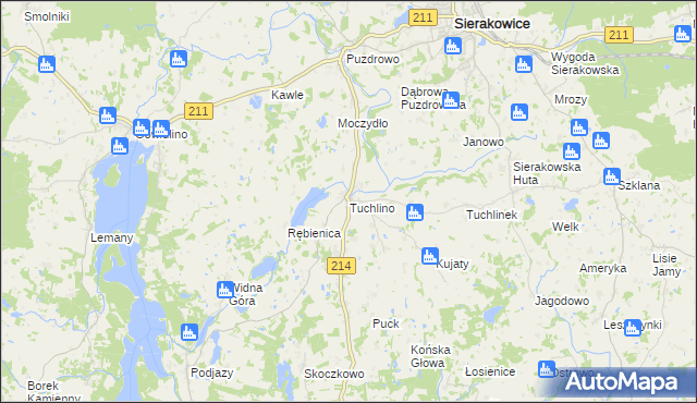 mapa Tuchlino, Tuchlino na mapie Targeo