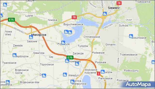 mapa Tuliszów, Tuliszów na mapie Targeo