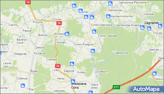 mapa Tumlin-Wykień, Tumlin-Wykień na mapie Targeo