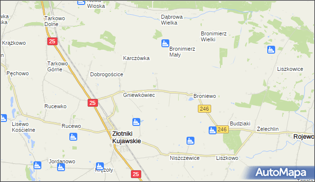 mapa Tupadły gmina Złotniki Kujawskie, Tupadły gmina Złotniki Kujawskie na mapie Targeo