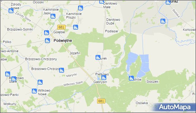 mapa Turek gmina Poświętne, Turek gmina Poświętne na mapie Targeo