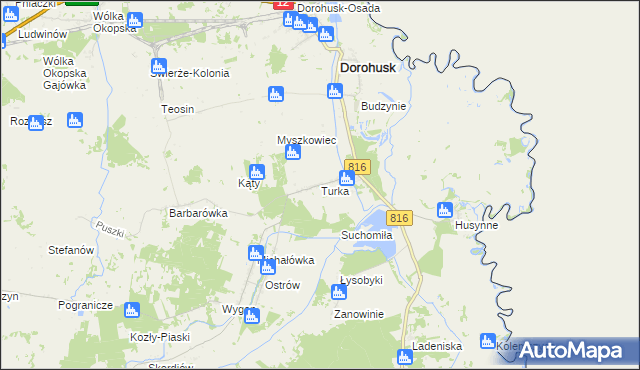 mapa Turka gmina Dorohusk, Turka gmina Dorohusk na mapie Targeo