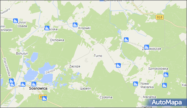 mapa Turno gmina Sosnowica, Turno gmina Sosnowica na mapie Targeo