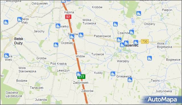 mapa Turowice gmina Jasieniec, Turowice gmina Jasieniec na mapie Targeo