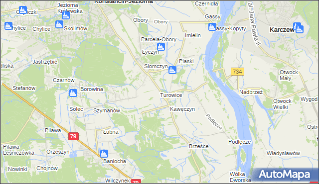 mapa Turowice gmina Konstancin-Jeziorna, Turowice gmina Konstancin-Jeziorna na mapie Targeo